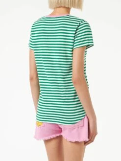 MC2 Saint Barth Green Cotton T-shirt With Madame à La Plage Embroidery -MC2 Saint Barth Store embroidery striped tshirt woman 2 de6ffedc 1fff 47b8 9652 6cf9bfed5b2f