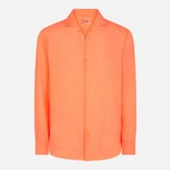 MC2 Saint Barth Man Fluo Orange Linen Pamplona Shirt 9 MC2 Saint Barth Man Fluo Orange Linen Pamplona Shirt -MC2 Saint Barth Store flu orange linen shirt 4