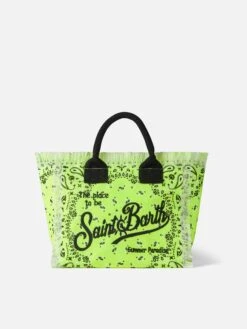 MC2 Saint Barth Colette Fluo Yellow Handbag With Bandanna Print