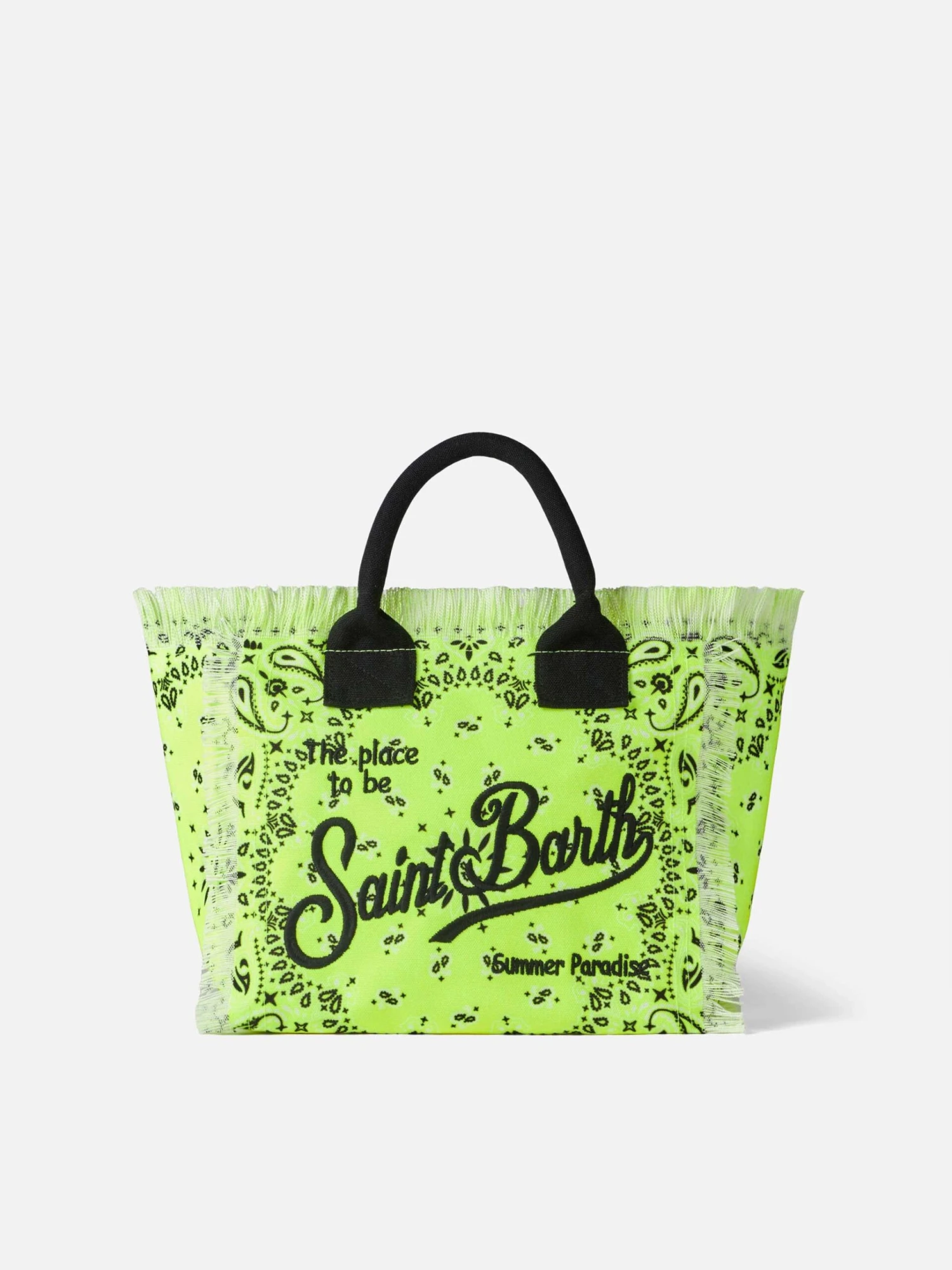 MC2 Saint Barth Colette Fluo Yellow Handbag With Bandanna Print 3 MC2 Saint Barth Colette Fluo Yellow Handbag With Bandanna Print