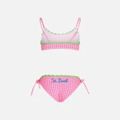 Alternative view of MC2 Saint Barth Girl Bralette Bikini With White And Fuchsia Vichy Pattern