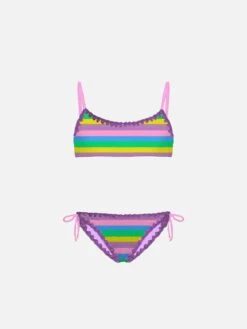 MC2 Saint Barth Girl Bralette Bikini With Multicolor Striped