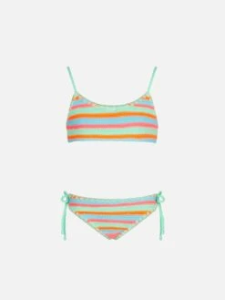 MC2 Saint Barth Girl Bralette Bikini Crochet With Multicolor Stripes