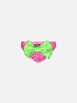 MC2 Saint Barth Girl Swim Briefs With Pink Bandanna Print