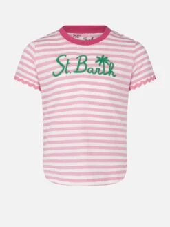 MC2 Saint Barth Girl T-shirt With Stripes And Embroidery