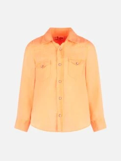 MC2 Saint Barth Boy Fluo Orange Linen Shirt