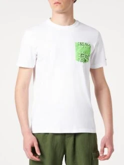 Alternative view of MC2 Saint Barth Man Cotton T-shirt With Green Bandanna Pocket