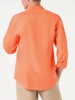 MC2 Saint Barth Man Fluo Orange Linen Pamplona Shirt 8 MC2 Saint Barth Man Fluo Orange Linen Pamplona Shirt -MC2 Saint Barth Store man linen orange shirt2