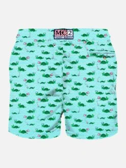 Alternative view of MC2 Saint Barth Man Light Fabric Swim Shorts With Swimmer Turtle Print