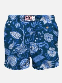 Alternative view of MC2 Saint Barth Man Swim Shorts With Blue Flower Print