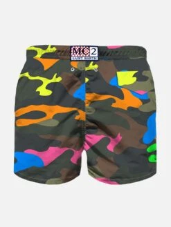 Alternative view of MC2 Saint Barth Boy Swim Shorts With Multicolor Fluo Camouflage Print