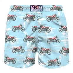 Alternative view of MC2 Saint Barth Man Light Fabric Swim Shorts With Motorbike Print