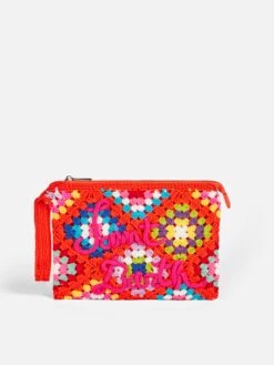 MC2 Saint Barth Parisienne Orange Crochet Pouch Bag With Saint Barth