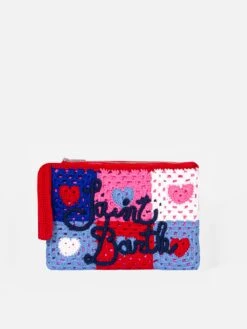 MC2 Saint Barth Parisienne Crochet Pouch Bag With Heart Embroidery