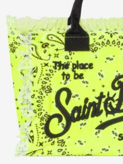 Alternative view of MC2 Saint Barth Colette Cotton Canvas Bag With Fluo Yellow Bandanna Print