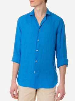 Alternative view of MC2 Saint Barth Man Bluette Linen Pamplona Shirt