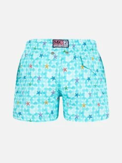 Alternative view of MC2 Saint Barth Boy Light Blue Swim Shorts With Starfish Print And Comfort Fabric