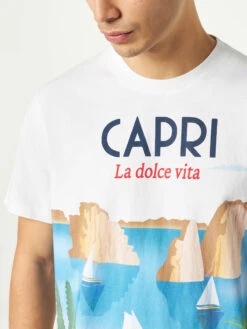 MC2 Saint Barth Man Cotton T-shirt With Capri Postcard Print -MC2 Saint Barth Store t shirt man postcard capri 3