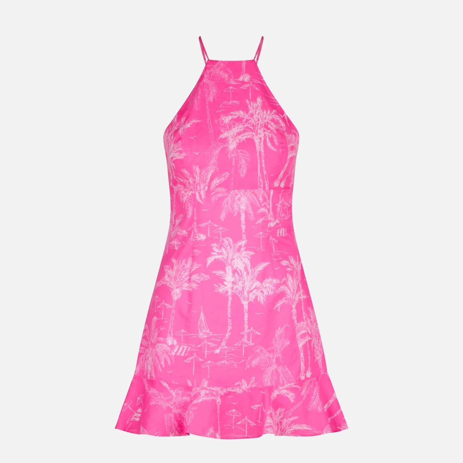 MC2 Saint Barth Fluo Pink Toile De Jouy Print Slip Dress Avrill 6 MC2 Saint Barth Fluo Pink Toile De Jouy Print Slip Dress Avrill - Image 4