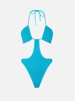 MC2 Saint Barth Light Blue Lurex Crinkle Trikini Swimsuit