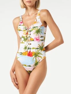 Alternative view of MC2 Saint Barth Woman One-piece Swimsuit With Tropical Print