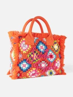MC2 Saint Barth Vanity Crochet Shoulder Bag With Pattern -MC2 Saint Barth Store vanity crochet bag orange 3