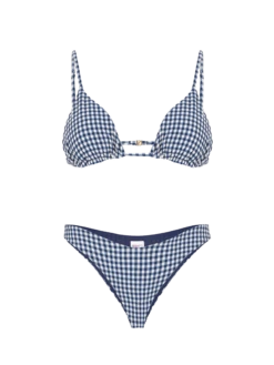 MC2 Saint Barth Woman Triangle Bikini With Blue Gingham Print